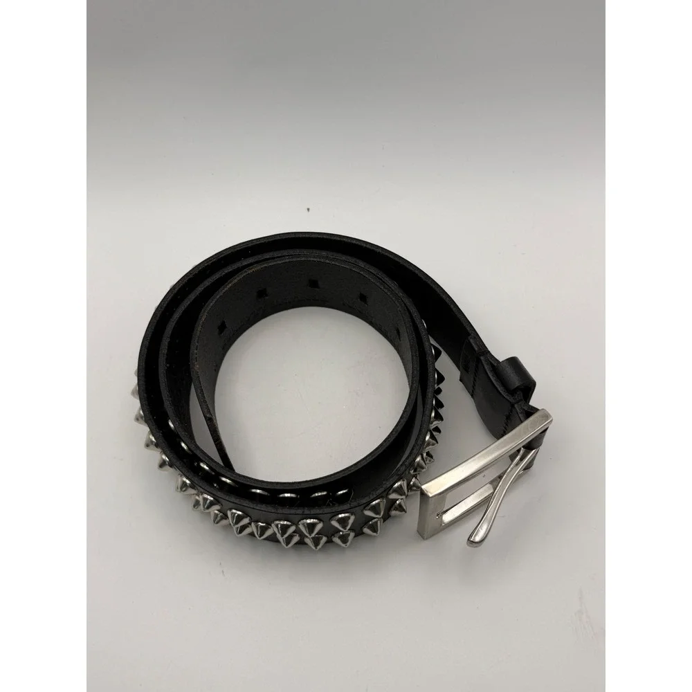 Amiee Lynn Black Genuine Leather Double Row Studded Belt Punk Rock Medium 114947